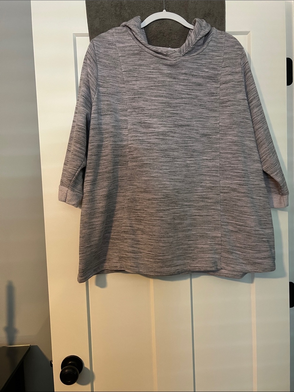 Christopher & Banks Heather Gray Very light purple hues Hooded Tunic Sweatshirt